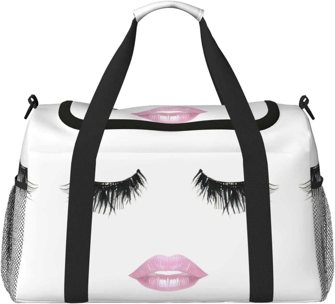 Eyelash Lip White print Weekender Overnight Carry On Bag Gym Luggage Bag Duffel Bag for Travel Women