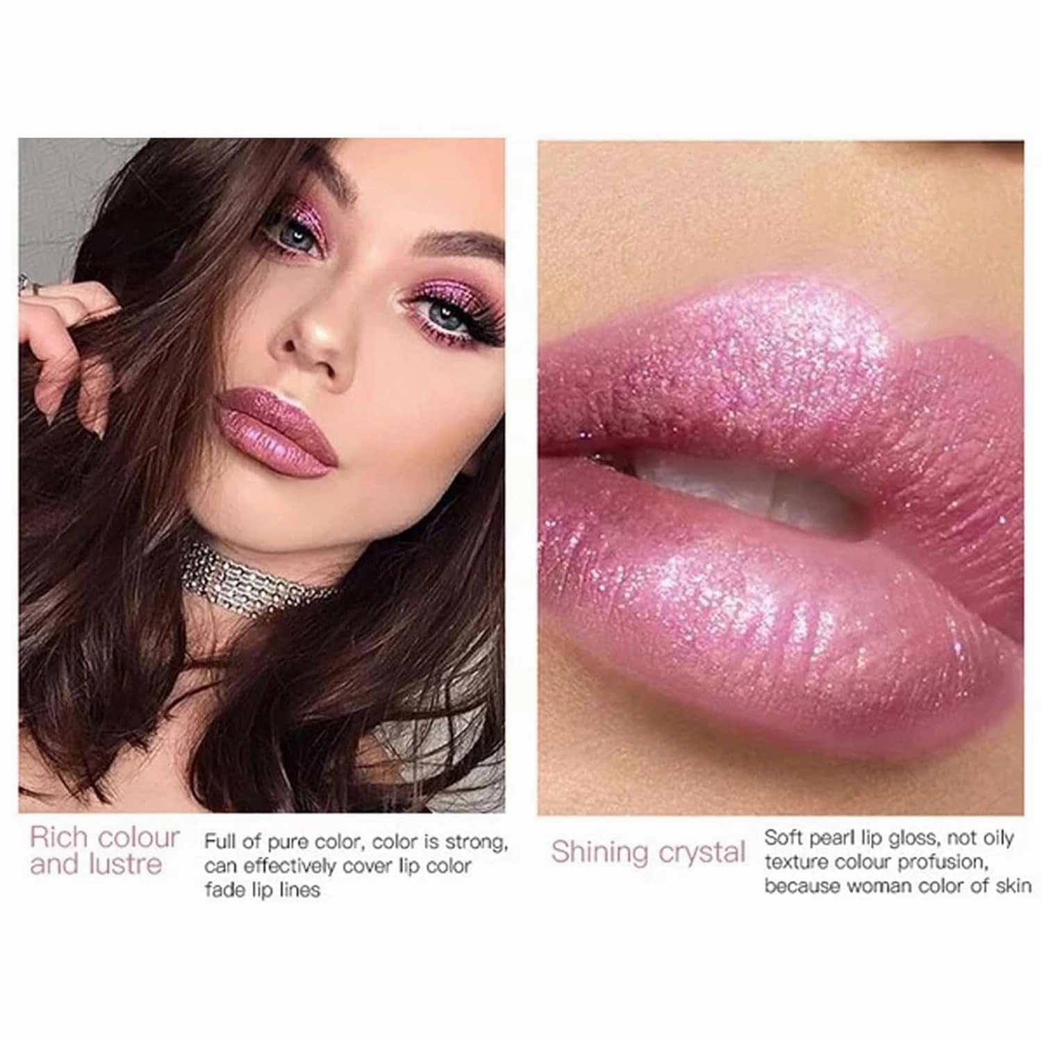 Familiarn Diamond Lip Gloss Glitter Lipstick Waterproof, Diamond Lip Gloss Glitter Lipstick Waterproof, Shiny Matte (6Pcs, #)