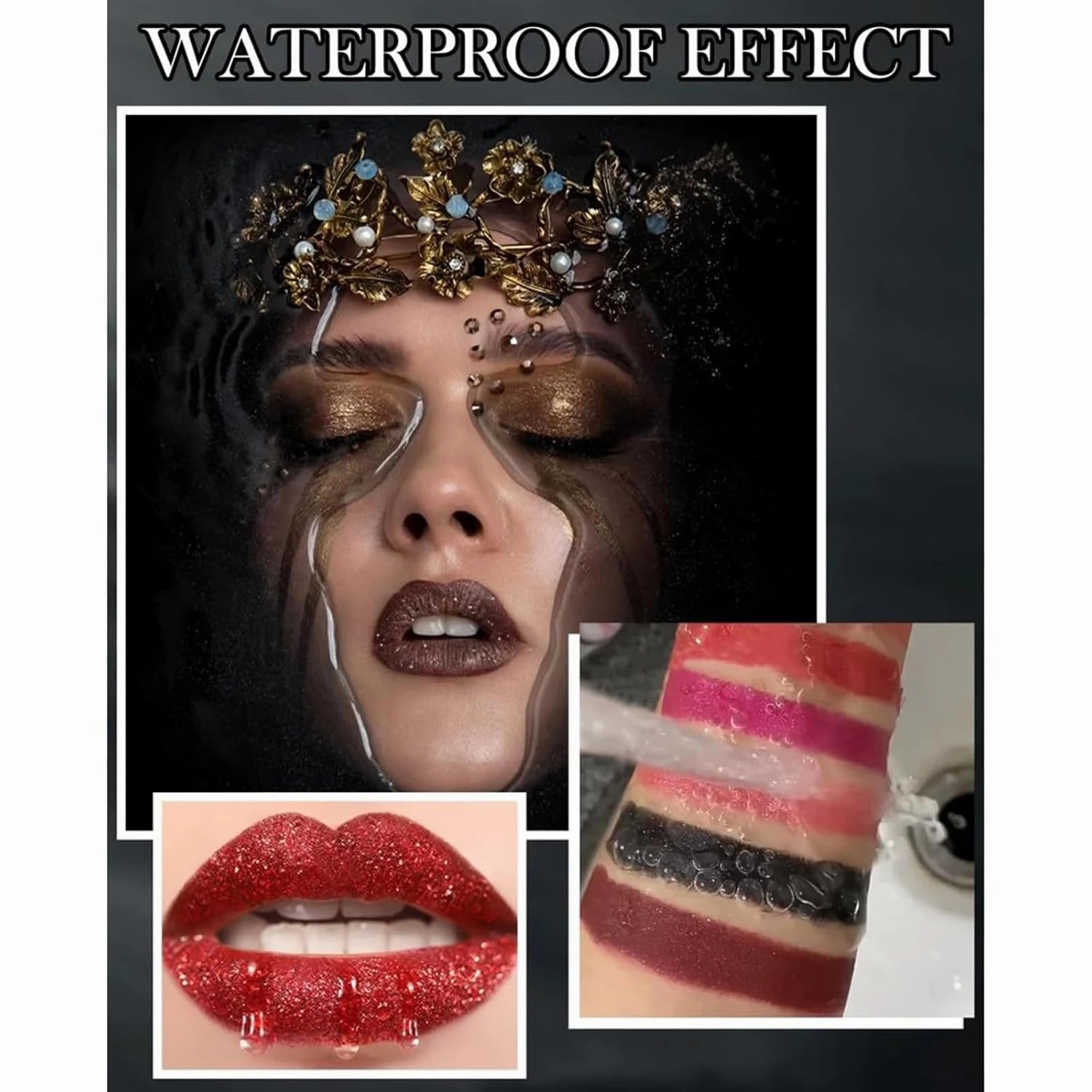Familiarn Diamond Lip Gloss Glitter Lipstick Waterproof, Diamond Lip Gloss Glitter Lipstick Waterproof, Shiny Matte (6Pcs, #)