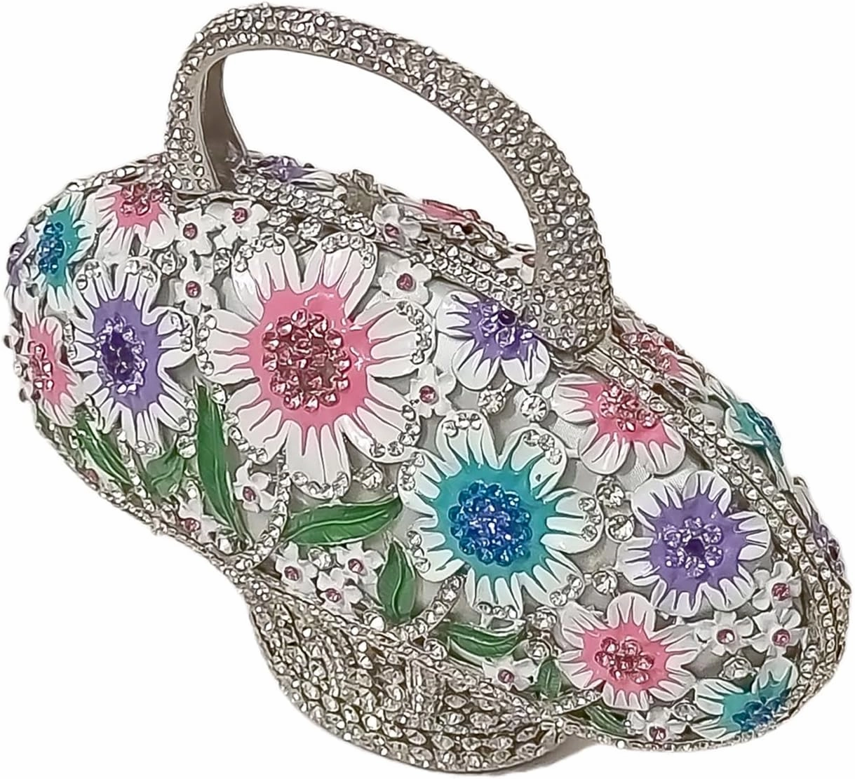 Fancy Vintage Flower Crystal Clutch Sunflower Basket Rhinestone Purse Women Evening Bag Party Cocktail Bag