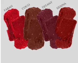 F.A.R.A.H. Bite Sized Liquid Bundle – Hydrating, Long-Lasting Mini Matte Lipsticks – 4 Shades of Red (Farah, Coco, Tiffany, Sienna)