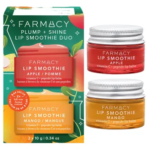 Farmacy Plump   Shine Lip Smoothie Duo - Peptide Lip Balm - Lip Moisturizer & Plumper with Vitamin C - Apple & Mango with High Gloss Finish