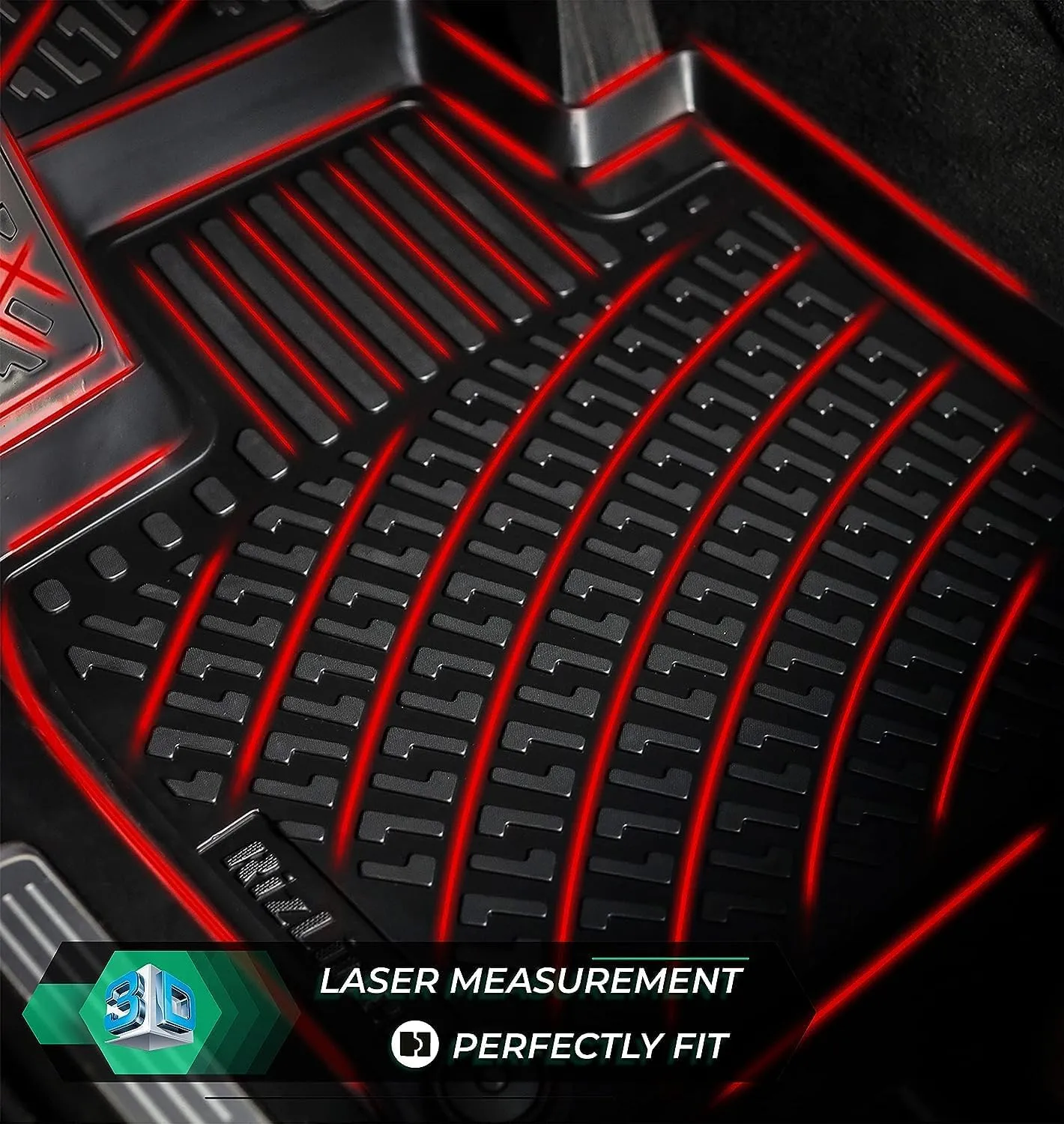Fiat 500 & 500C 2011-2019 Floor Mats Custom Fit Rubber 3D Car Mats Laser Measured Floor Liners All Weather Heavy Duty Waterproof Odorless Non-Slip TPE (Front & Rear, Black)
