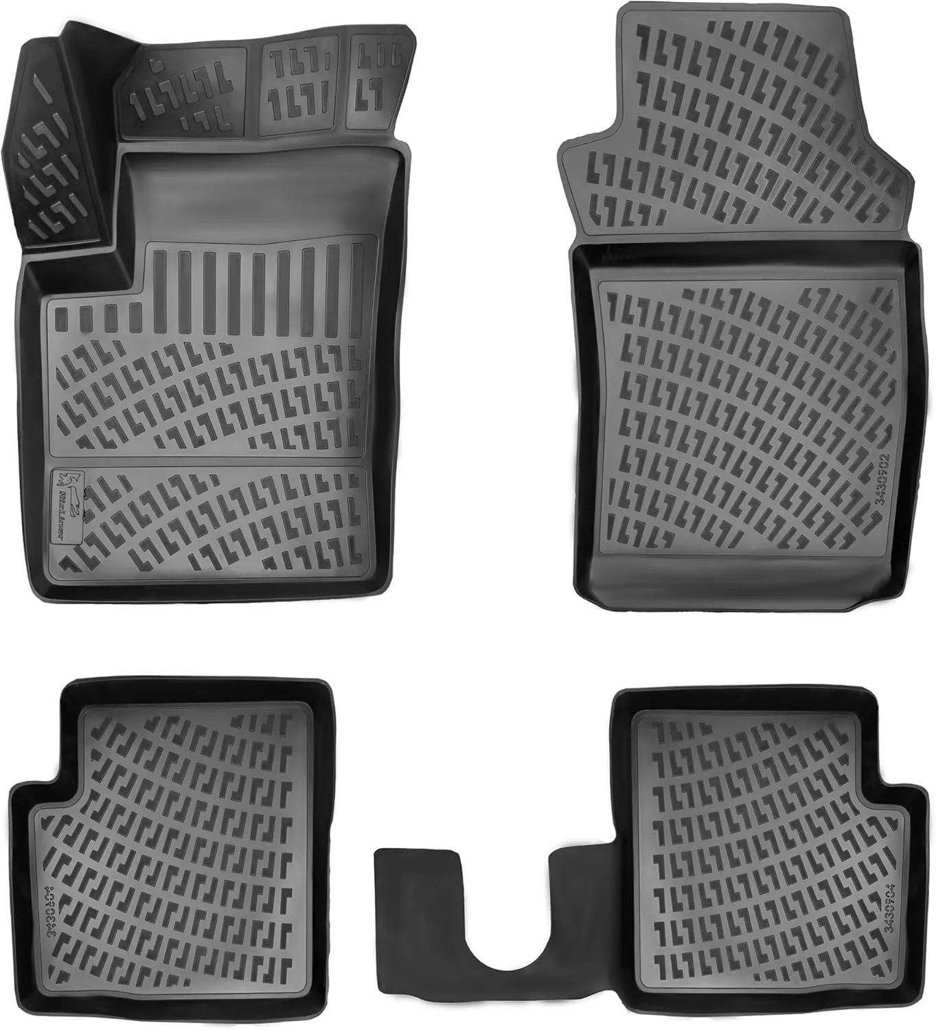 Fiat 500 & 500C 2011-2019 Floor Mats Custom Fit Rubber 3D Car Mats Laser Measured Floor Liners All Weather Heavy Duty Waterproof Odorless Non-Slip TPE (Front & Rear, Black)