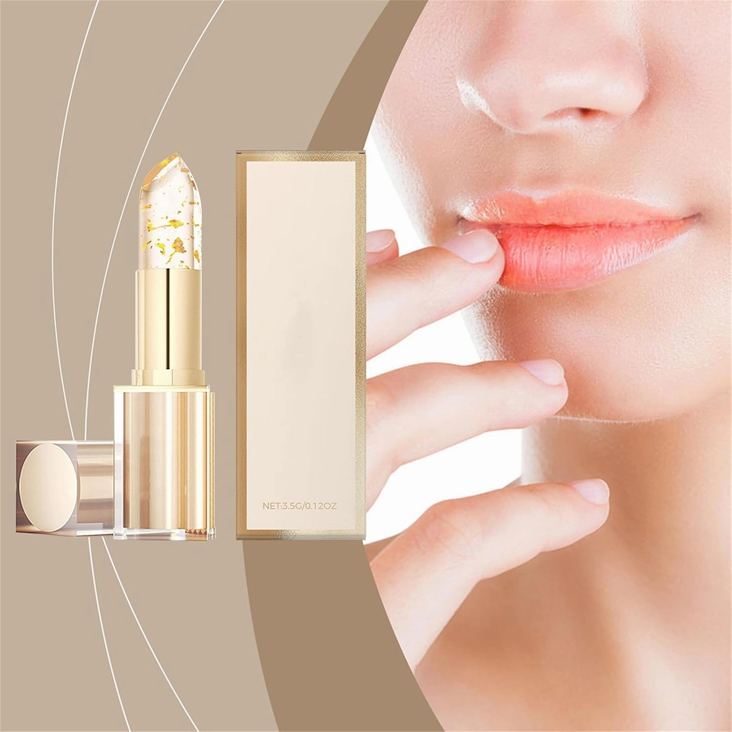 Filgaentrme Lipstick, Filgaentrme Lip Stain Color, Transferproof Color Changing Lipstick, Gold Foil Moisturizing Glossy Shine Lip Gloss, Moisturizing Glossy Shine Lip Gloss (2pcs)