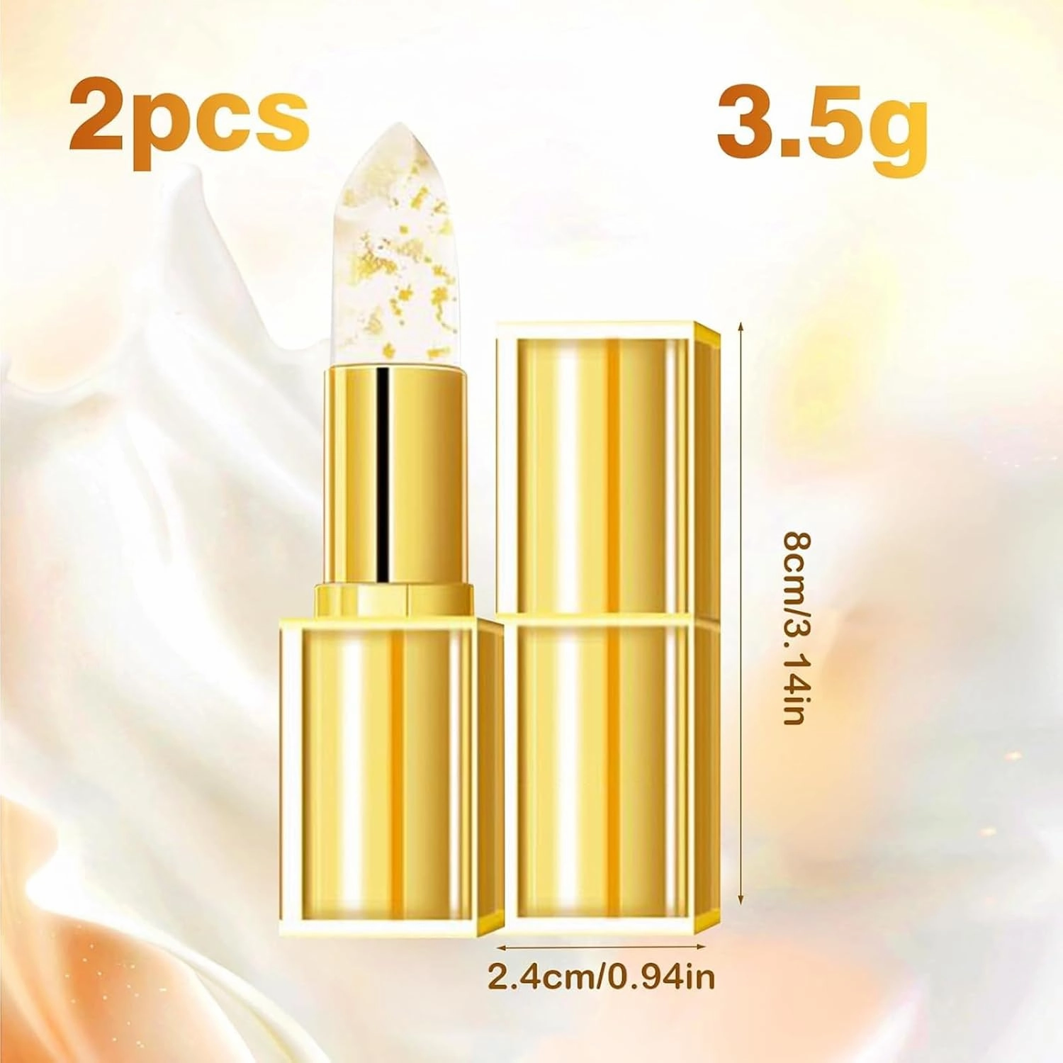 Filgaentrme Lipstick, Transferproof Color Changing Lipstick,Gold Crystal Lipsticks Color Changing,Long Lasting 24 Hours Moisturizing Glossy Shine Lip Gloss for Women (1pcs)