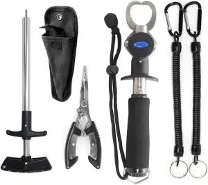 Fishing Tools Set Include Fish Pliers with Sheath Fish Lip Gripper with Scale Hook Remover Accessories Kit Gifts for Men Adults Outdoor