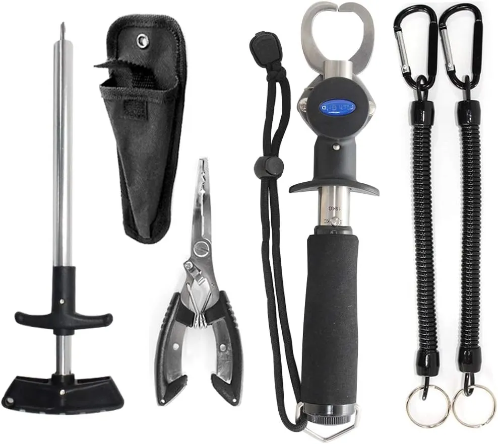 Fishing Tools Set Include Fish Pliers with Sheath Fish Lip Gripper with Scale Hook Remover Accessories Kit Gifts for Men Adults Outdoor
