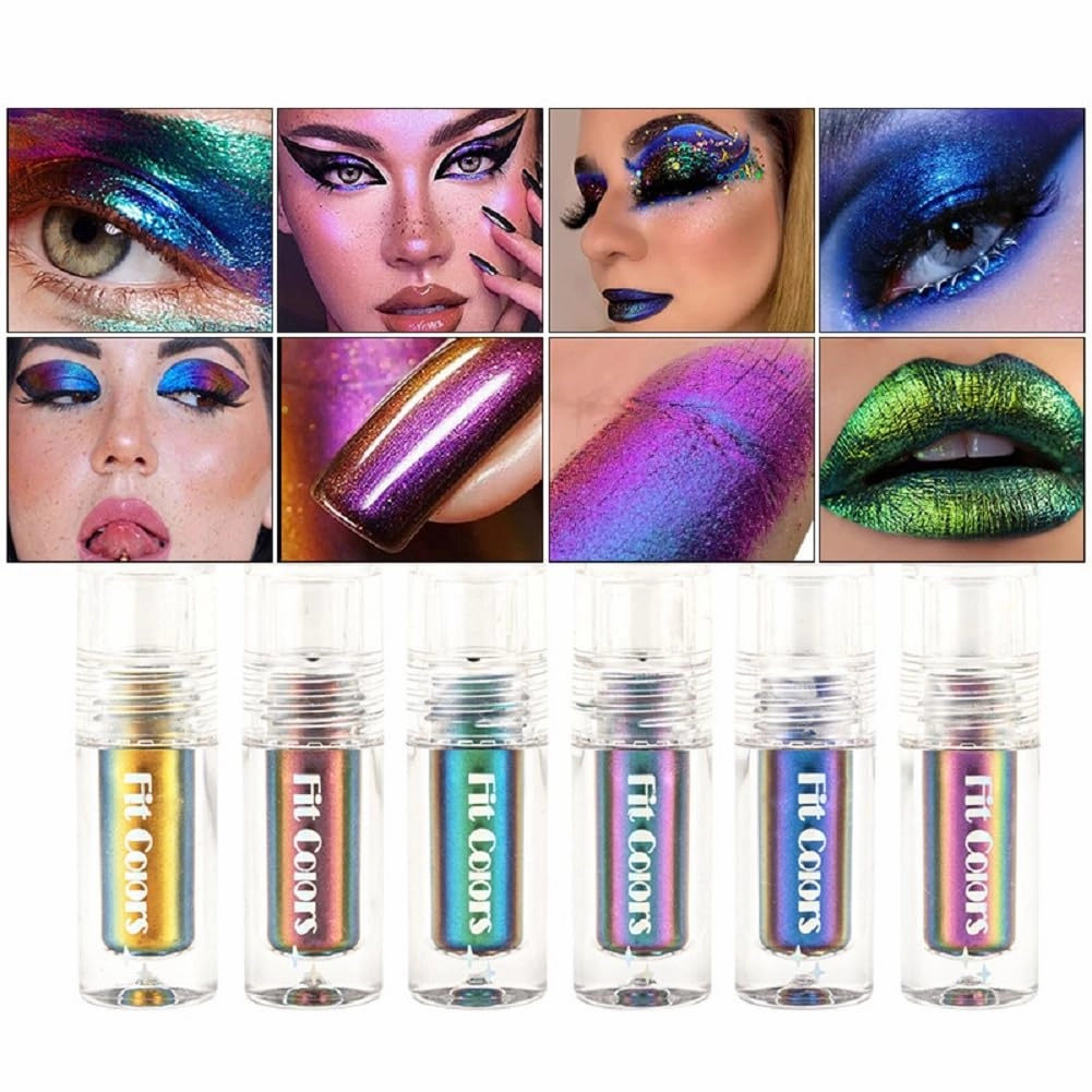 Fit Colors 6-color optical chameleon longan shadow liquid dual-use lip gloss waterproof and sweat resistant lasting (06)