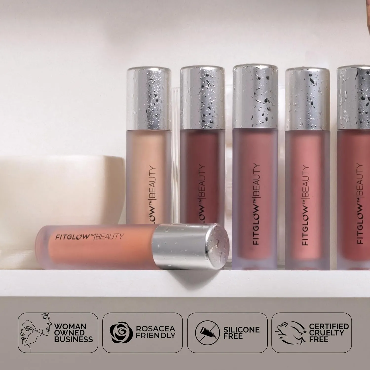 FITGLOW Beauty Lip Colour Serum | Hydrating Lip Gloss | Plumping Anti-Aging Lip Treatment | Natural Shine with Pomegranate Sterols & Collagen | Buildable Color for Dry Chapped Lips | Beach Glow - 10g