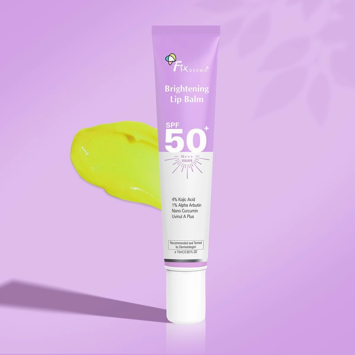 Fix.derma Brightening Lip Balm With SPF 50 PA    for Pigmented & Dry Lips | 4% Kojic Acid, 2% Alpha Arbutin | Moisturizes, Hydrates & Brightens Pigmented Lips | For Men & Women - 15ml