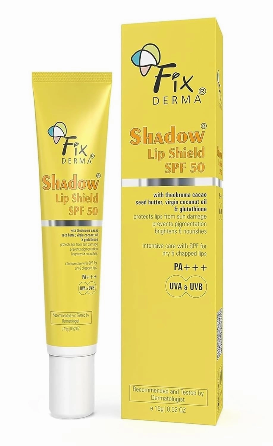 Fix.derma Shadow SPF 50 Lip Shield Pa    Lip Balm with Cacao Seed Butter & Vitamin E | Prevents Pigmentation & Sun Damage | Lightens Pigmented Lips | Protects Against UVA & UVB Rays