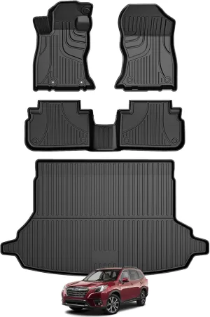Floor Mats & Cargo Liner for 2019-2024 Subaru Forester - Custom Fit Floor Liners 1st and 2nd Row Full Set All Weather Protection Car Mats for Forester 2019 2020 2021 2022 2023 2024