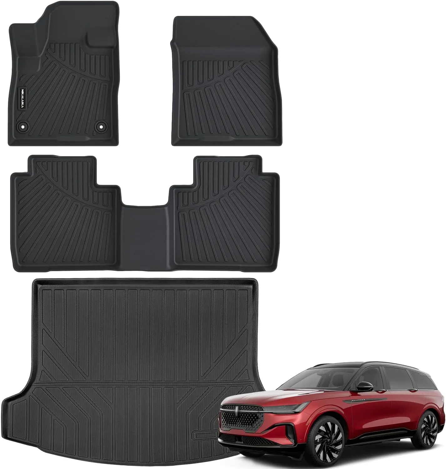 Floor Mats & Cargo Liner for 2024 2025 Lincoln Nautilus All Weather Protection TPE Rubber Floor Liners for 2024 2025 Lincoln Nautilus Full Set Automotive Mat Accessories, Black