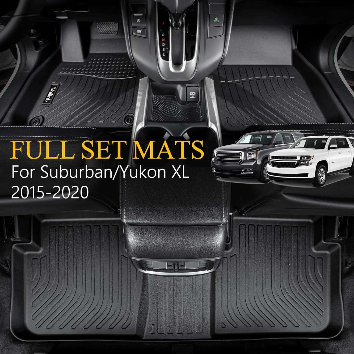 Floor Mats & Cargo Liner for Chevrolet Suburban & Yukon XL 2015-2020 All Weather Custom Fit Chevy Suburban & Yukon XL 2015-2020 Waterproof Durable Easy to Clean Accessories