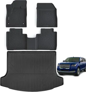 Floor Mats & Cargo Liners Compatible for 2024 2025 Lincoln Nautilus TPE All Weather 2 Row Floor Liners and Trunk Mat Mats Accessories-Black.