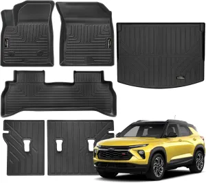 Floor Mats Custom Fit for Chevy Trailblazer FWD 2021-2025 Trunk Mat with Backrest Mat All Weather TPE Cargo Liner Full Set for Chevrolet Trailblazer Accessories (Trunk Mat Backrest Mats Floor Mats)