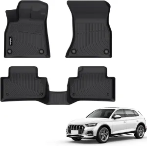 Floor Mats Custom for Audi Q5 / SQ5 2023 2022 2021 2020 2019 2018 All Weather Protection TPE Waterproof Non-Slip Durable Floor Liners Fits Front& 2nd Row Full Set Black Accessories