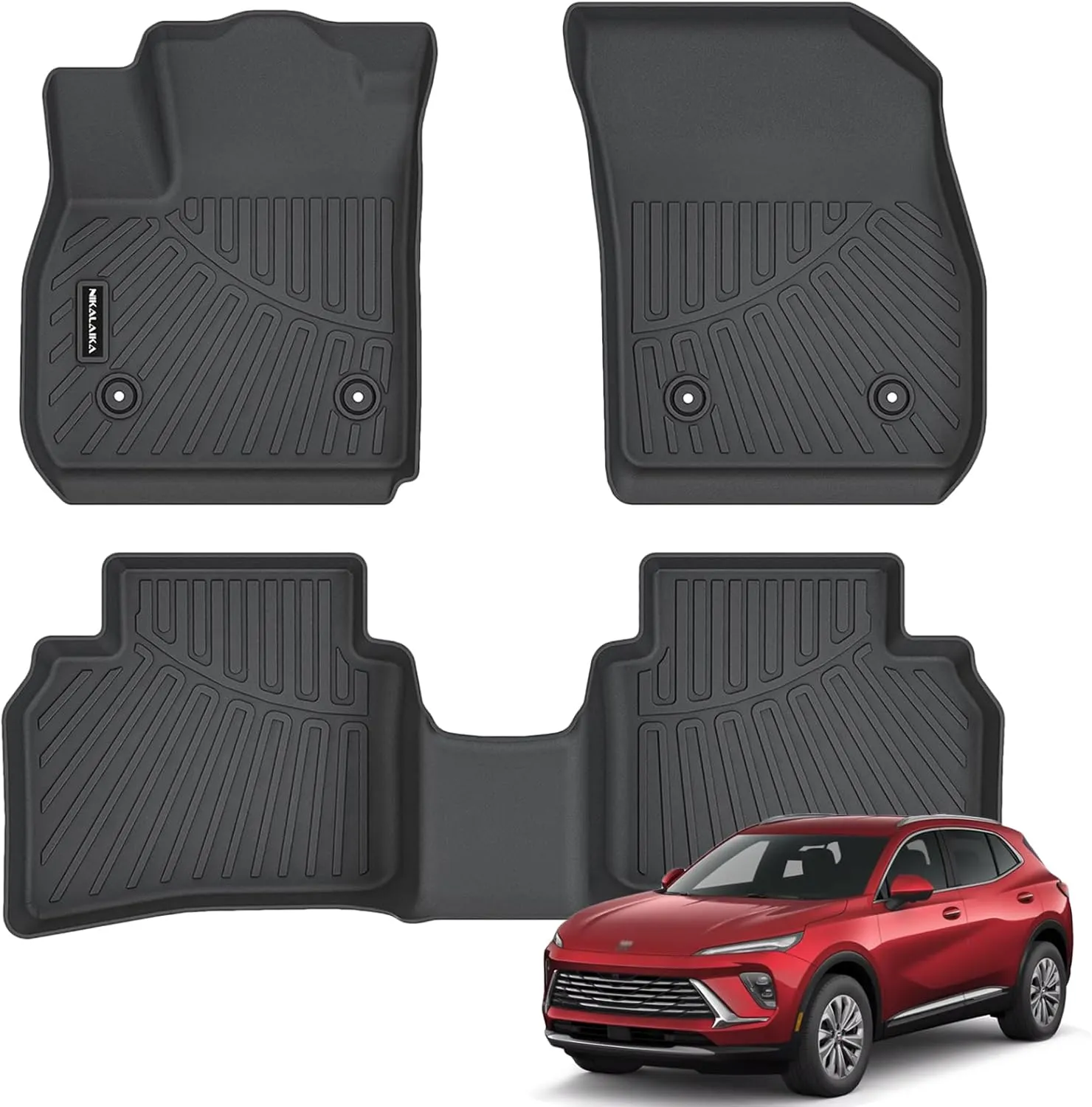 Floor Mats for 2021-2024 2025 Buick Envision All Weather Protection TPE Rubber Floor Liners for 2021-2025 Buick Envision Full Set Automotive Mat Accessories, Odorless Anti-Slip Black