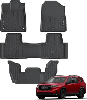 Floor Mats for Honda Pilot 2023 2024 2025 All Weather Protection TPE Rubber Floor Liners for 2023-2025 Honda Pilot Accessories, Odorless Anti-Slip, 1st, 2nd & 3rd Row, Black
