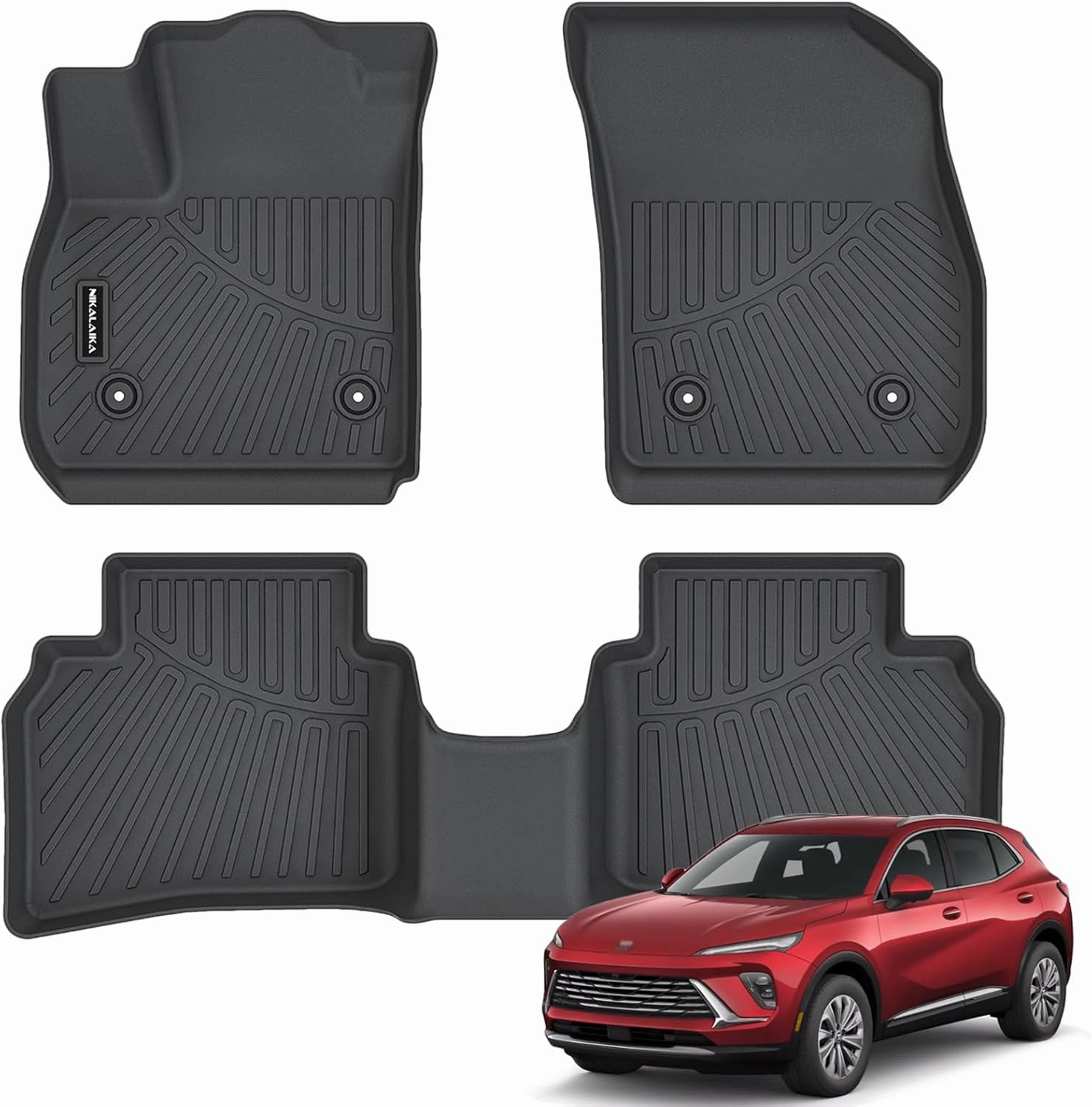 Floor Mats for 2021-2024 2025 Buick Envision All Weather Protection TPE Rubber Floor Liners for 2021-2025 Buick Envision Full Set Automotive Mat Accessories, Odorless Anti-Slip Black