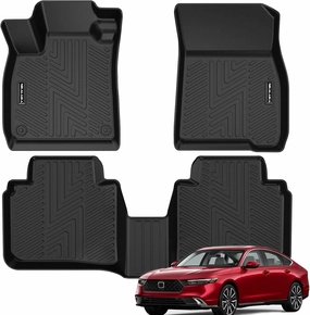 Floor Mats for 2025 2024 2023 Honda Accord (Include Hybrid) All Weather Protection TPE Rubber Floor Liners for Honda Accord 2024 Hybrid Accessories, Odorless Anti-Slip, 1st & 2nd Row, Black