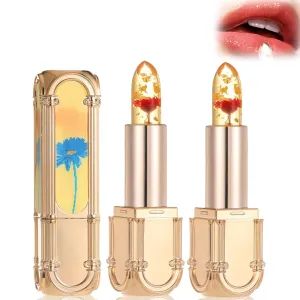 Flower Color Changing Lipstick, Yulyoie Lipstick, Gold Foil Flower Color Changing Lipstick, Color Changing Lipstick, Crystal Jelly Flower Color Changing Lipstick (#02)