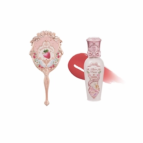 Flower Knows Midsummer Fairytales Lip Gloss G03 Strawberry Rococo Hand Mirror Soft Pink