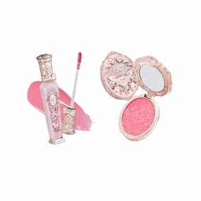 Flower Knows Strawberry Rococo Glowy Lip Gloss G01 Strawberry Macaron Embossed Blush G01 Romantic Blossom