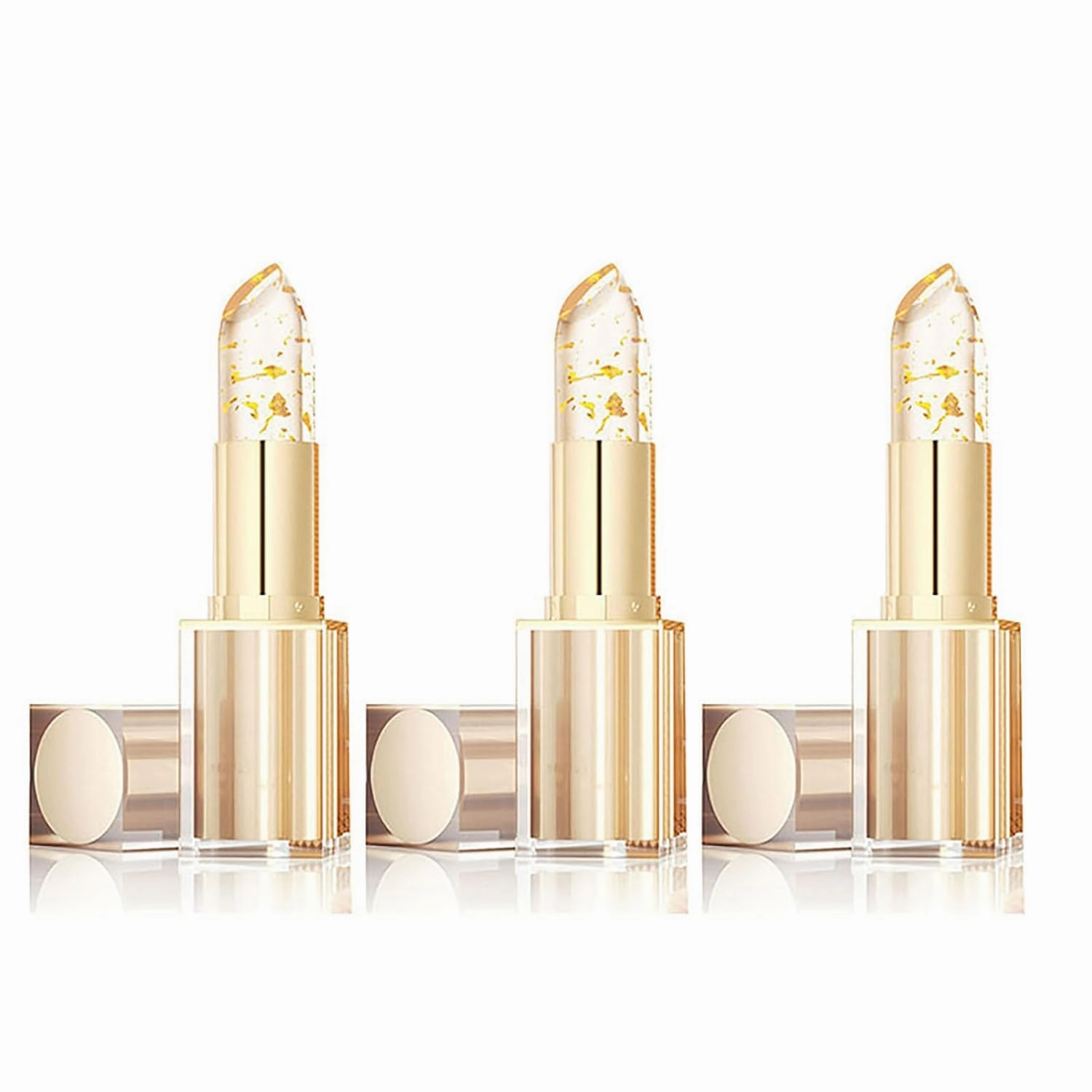 Foihletpath Mood Lipstick, Transferproof Color Changing Lipstick, Moisturizing Glossy Shine Lip Gloss Gold Foil for Women (3pcs)