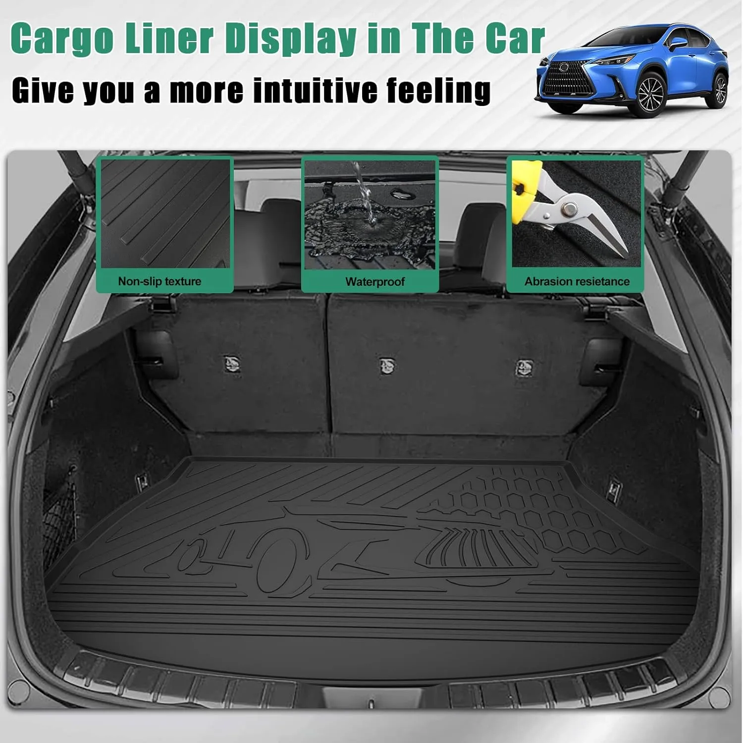 for 2022-2025 Lexus NX Floor Mats and Cargo Liner - Custom Fit All Weather Floor Mats and Trunk Mat for Lexus NX250/NX350/NX350h/NX450h  2022 2023 2024 2025