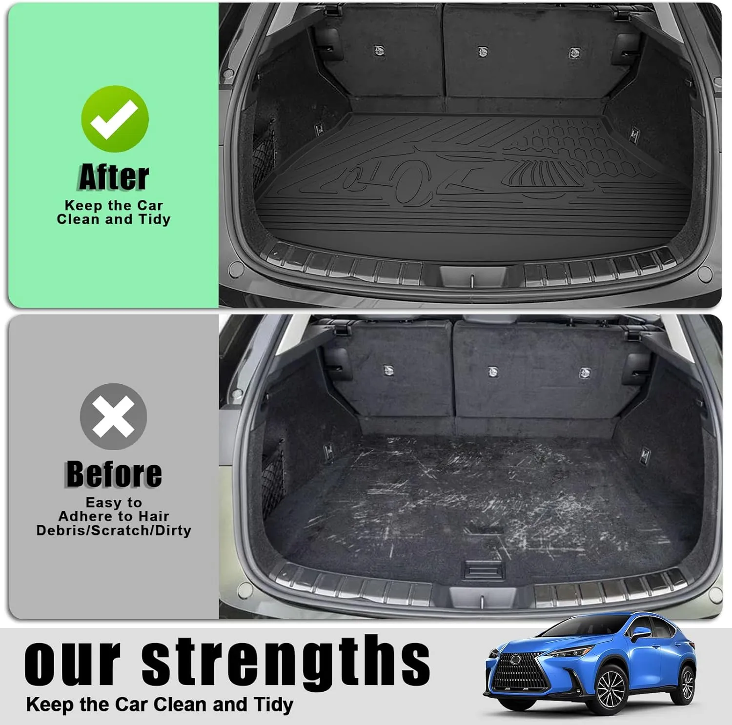 for 2022-2025 Lexus NX Floor Mats and Cargo Liner - Custom Fit All Weather Floor Mats and Trunk Mat for Lexus NX250/NX350/NX350h/NX450h  2022 2023 2024 2025