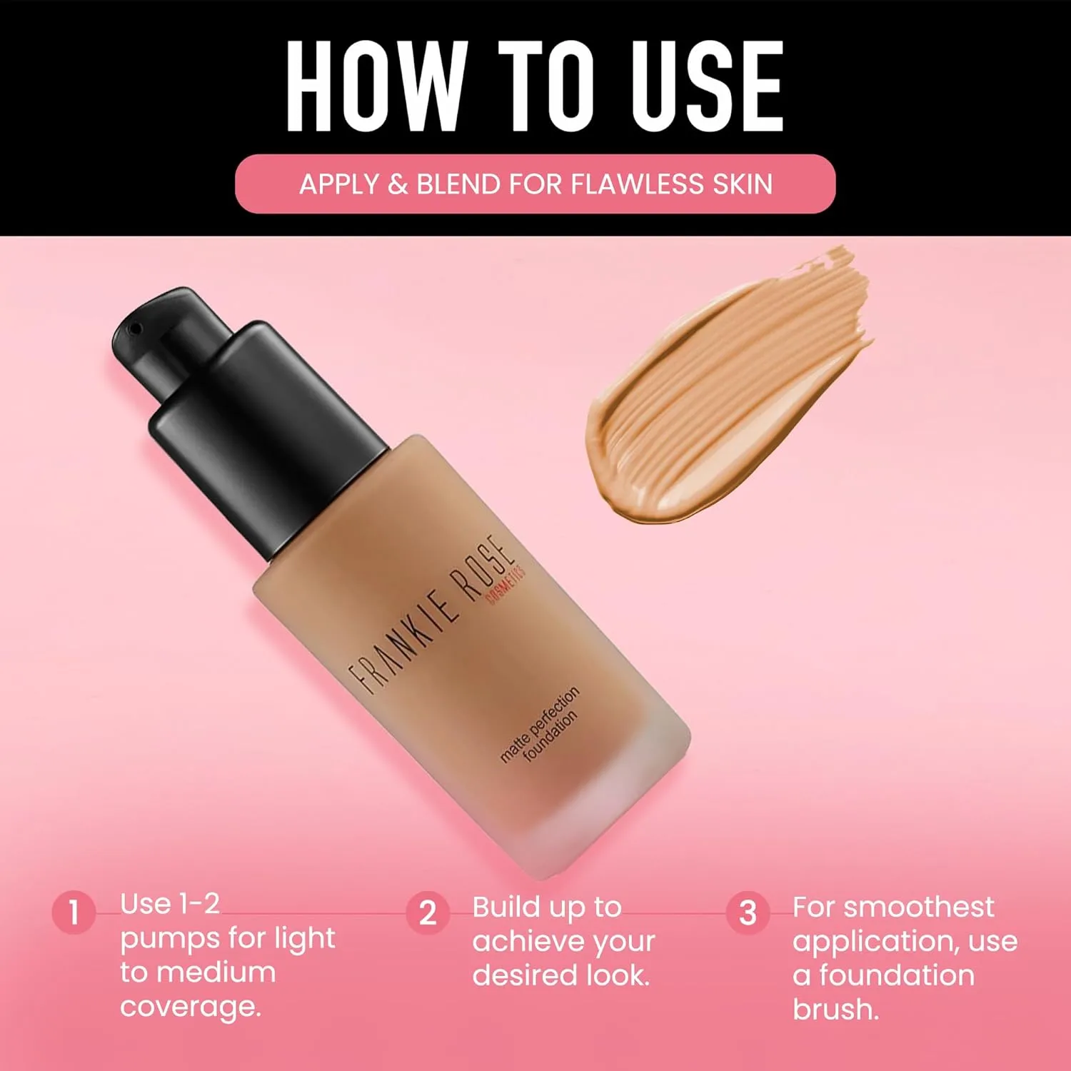 Frankie Rose Cosmetics Matte Perfection Foundation Makeup – Long-Lasting, Hydrating Foundation for Semi-Matte Finish - Foundation Full Coverage for All Skin Type - (Oatmeal Blend) 1.0 US fl oz / 30 ml