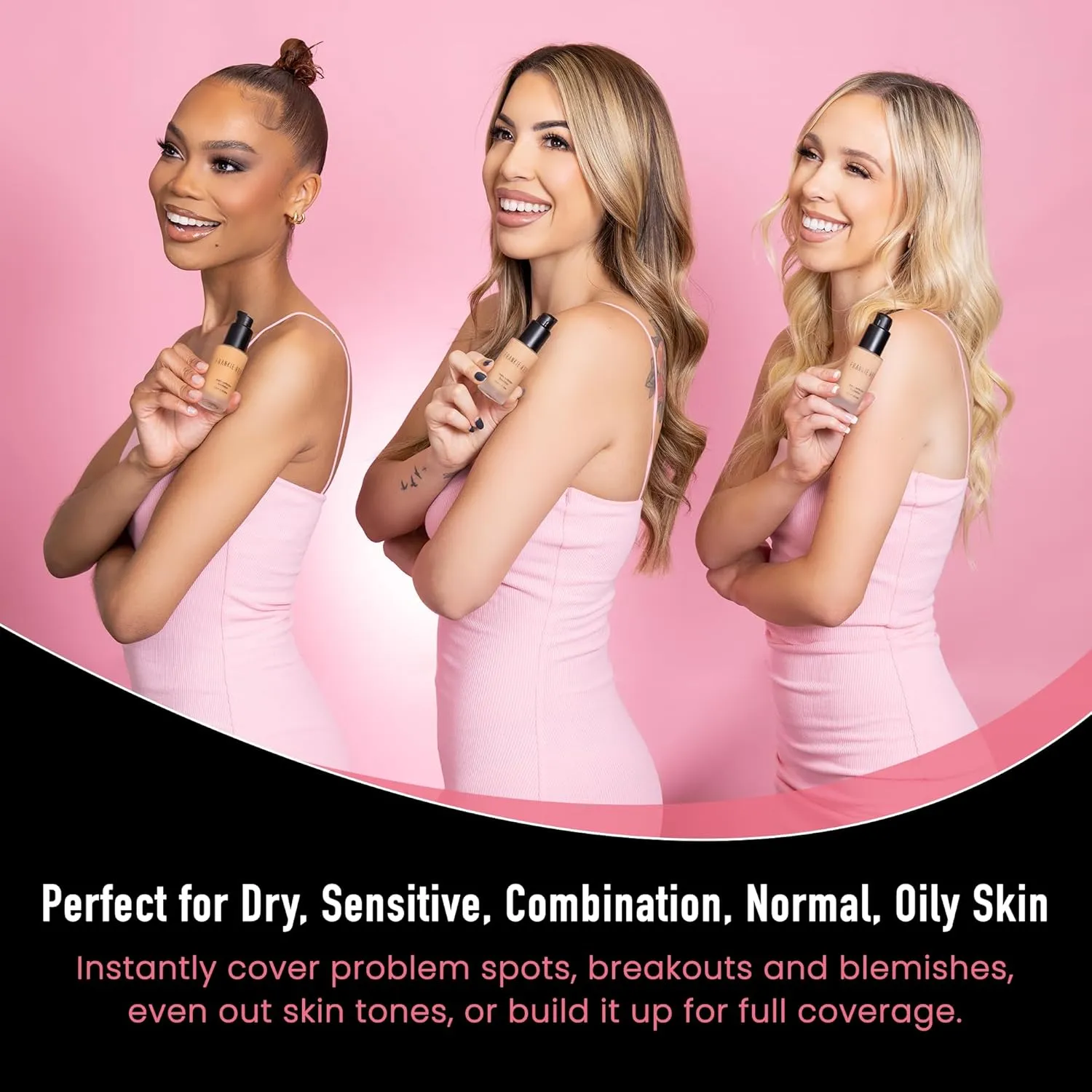 Frankie Rose Cosmetics Matte Perfection Foundation Makeup – Long-Lasting, Hydrating Foundation for Semi-Matte Finish - Foundation Full Coverage for All Skin Type - (Oatmeal Blend) 1.0 US fl oz / 30 ml