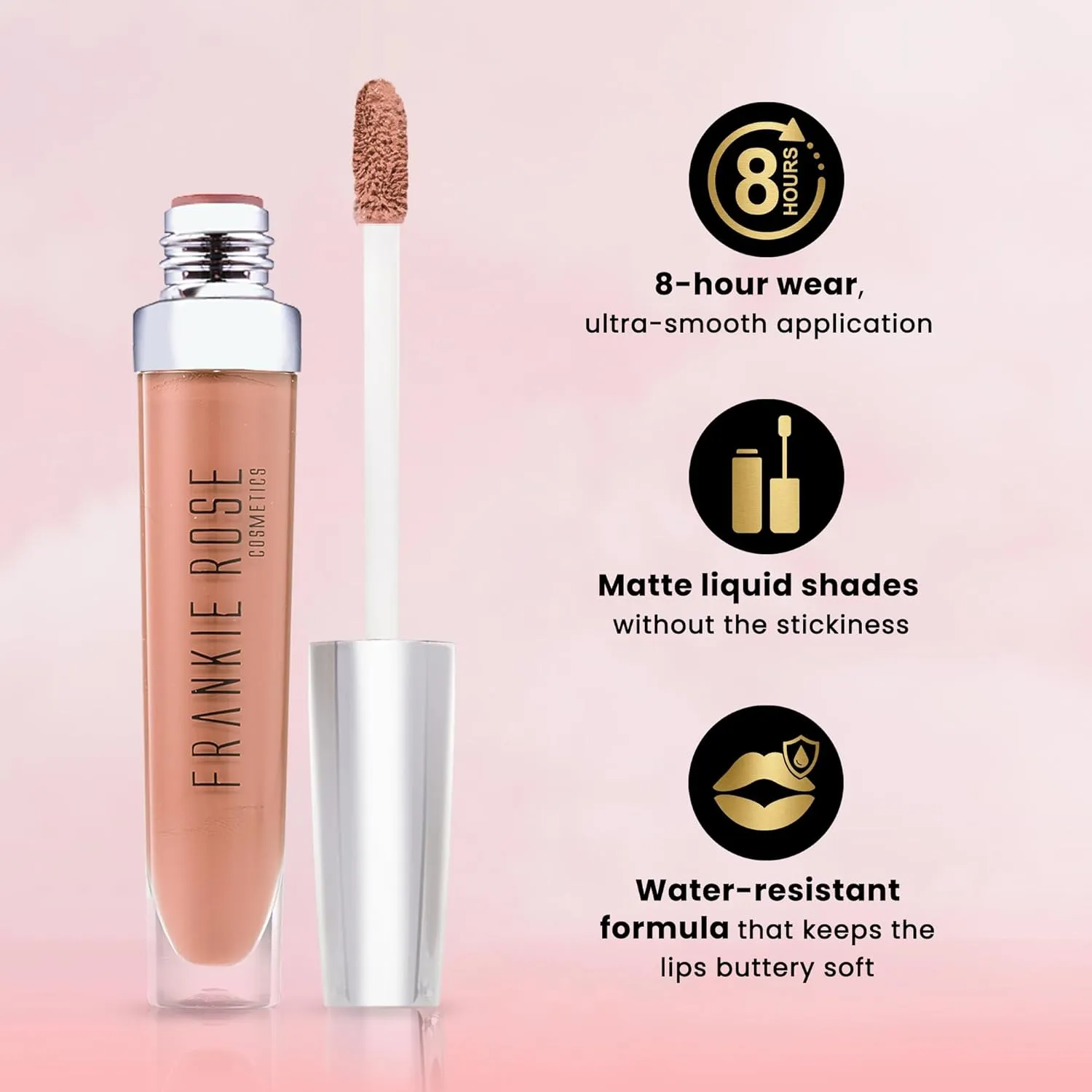 Frankie Rose Cosmetics Ultra Matte Liquid Lipstick - Long Lasting Lip Cream - Highly Pigmented, Smooth, Creamy Lip Color for Women - Bitter Sweet
