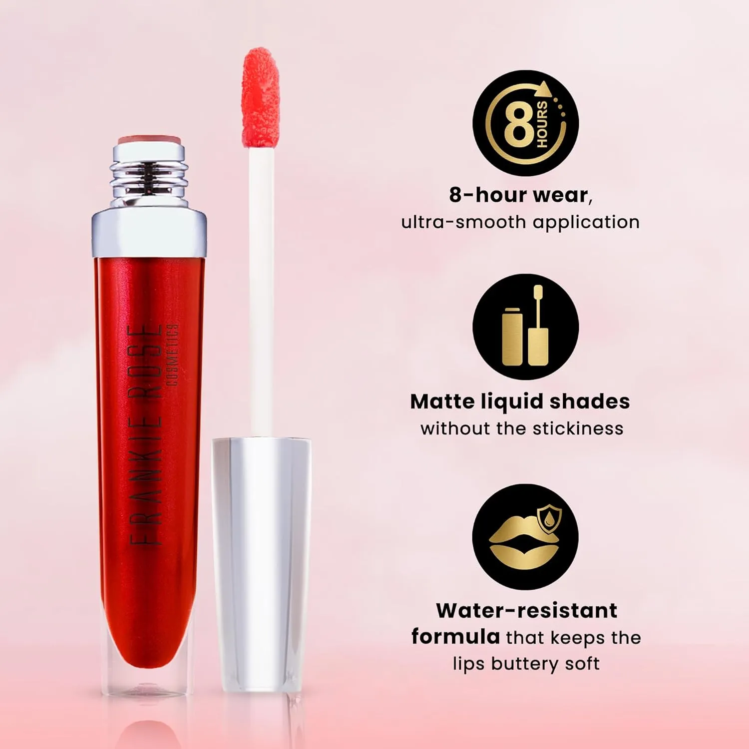 Frankie Rose Cosmetics Ultra Matte Liquid Lipstick - Long Lasting Lip Cream - Highly Pigmented, Smooth, Creamy Lip Color for Women - X-Rated