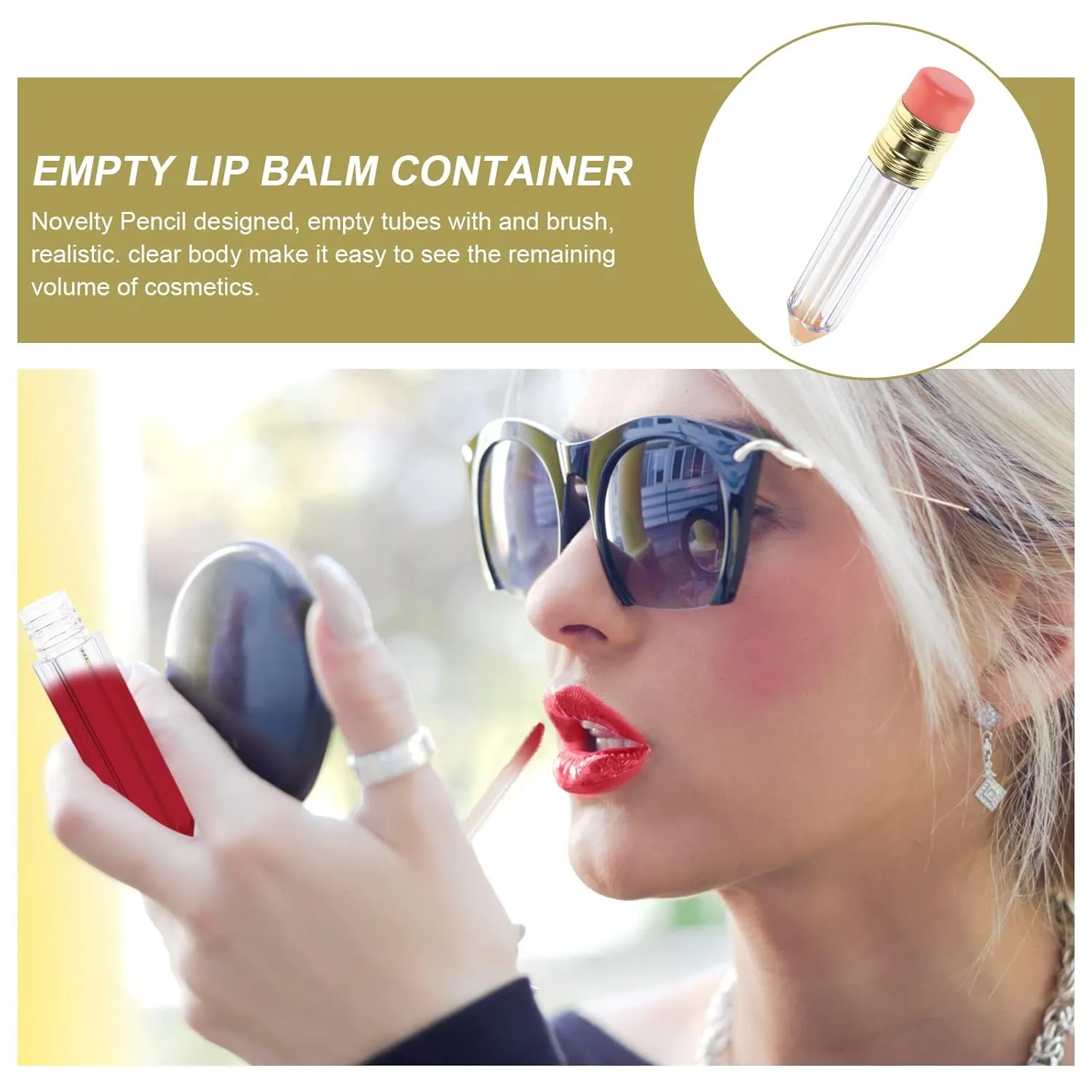FRCOLOR 36 Pcs Empty Lip Gloss Tubes Creative Pencil Shaped Clear Mini Refillable Lip Oil Bottles For Women Girl Diy Cosmetics Lip Oil