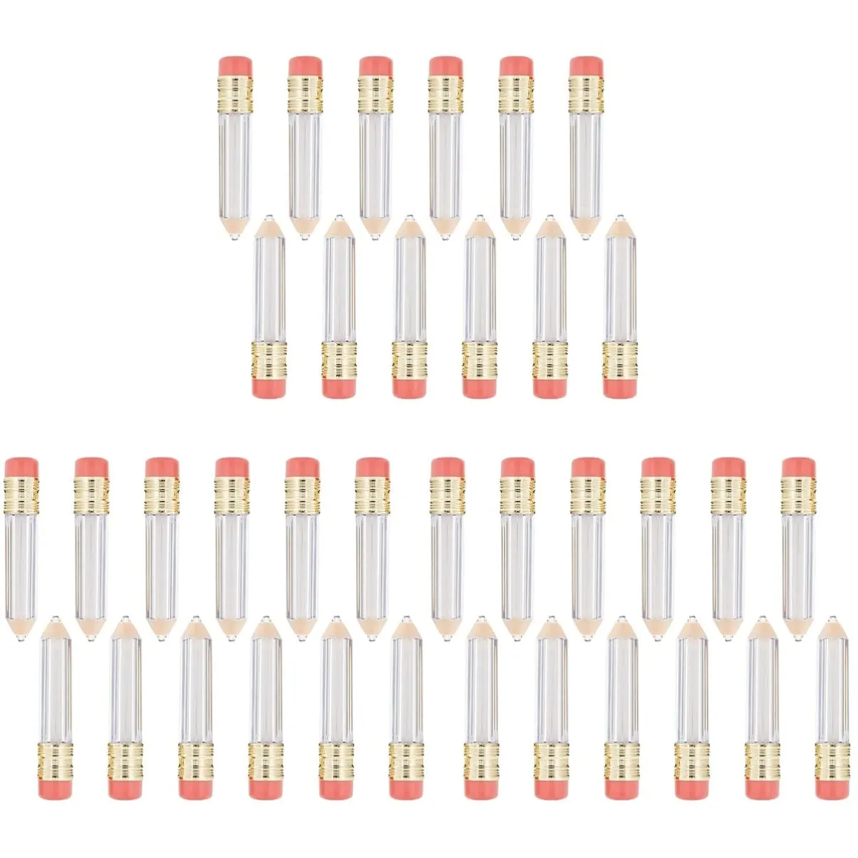 FRCOLOR 36 Pcs Empty Lip Gloss Tubes Creative Pencil Shaped Clear Mini Refillable Lip Oil Bottles For Women Girl Diy Cosmetics Lip Oil