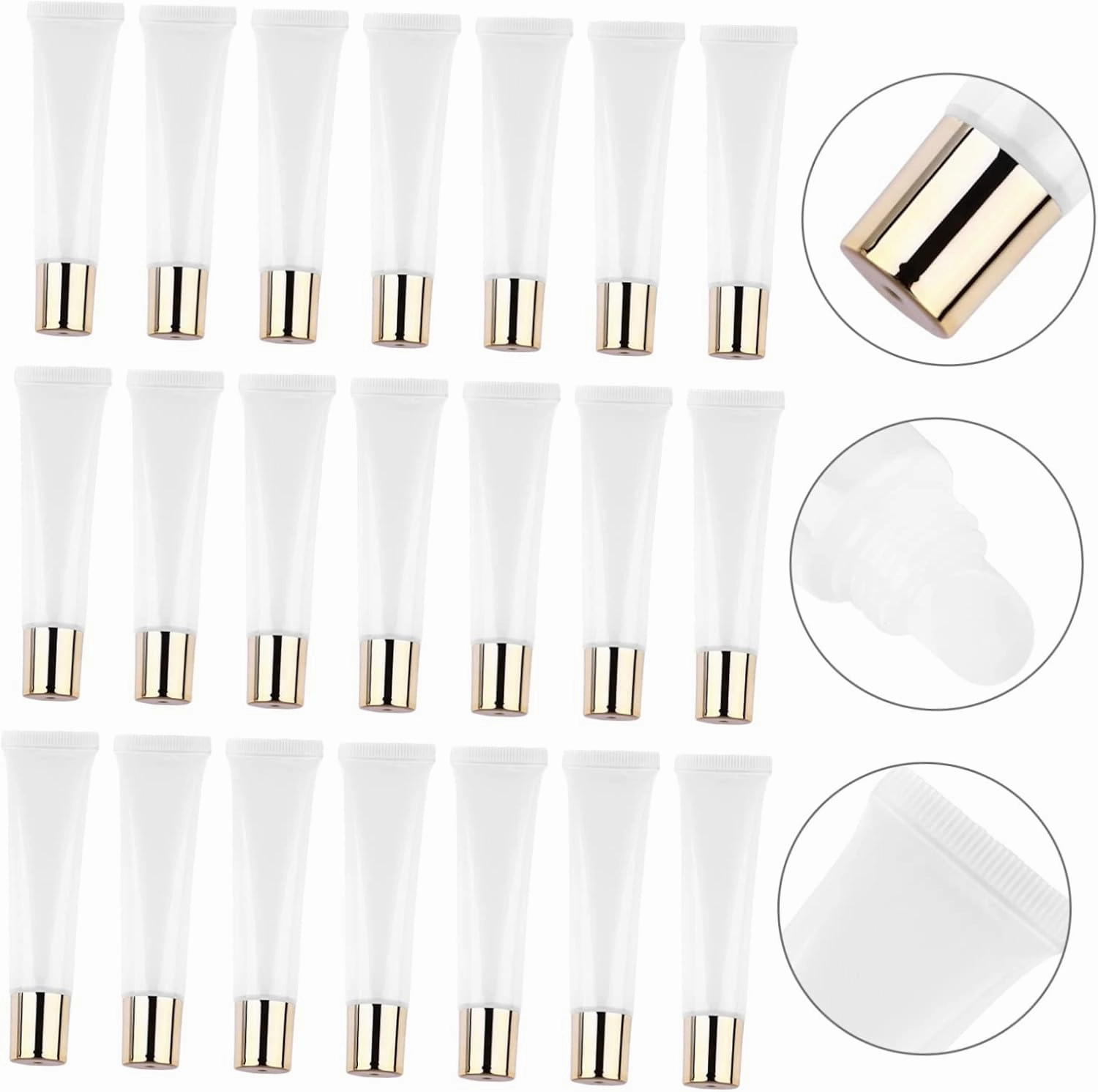 FRCOLOR 50pcs Clear Lip Gloss Tubes Refillable Empty Squeeze Containers for Friendly Design for Cosmetics and Lotions
