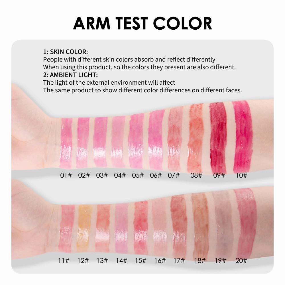 Fruit Lip Oil - Moisturizing Lip Gloss with Various Flavors, Glossy, Dewy, and Hydrating - Temperature Changing & Fruity Scented Lip Care - 10pcs Set (Red, M)