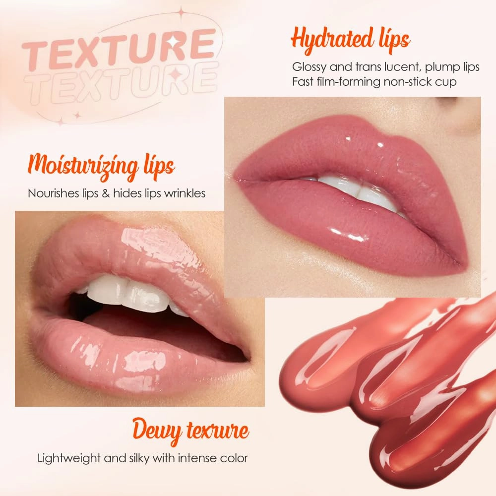 Fruit Lip Oil - Moisturizing Lip Gloss with Various Flavors, Glossy, Dewy, and Hydrating - Temperature Changing & Fruity Scented Lip Care - 10pcs Set (Red, M)