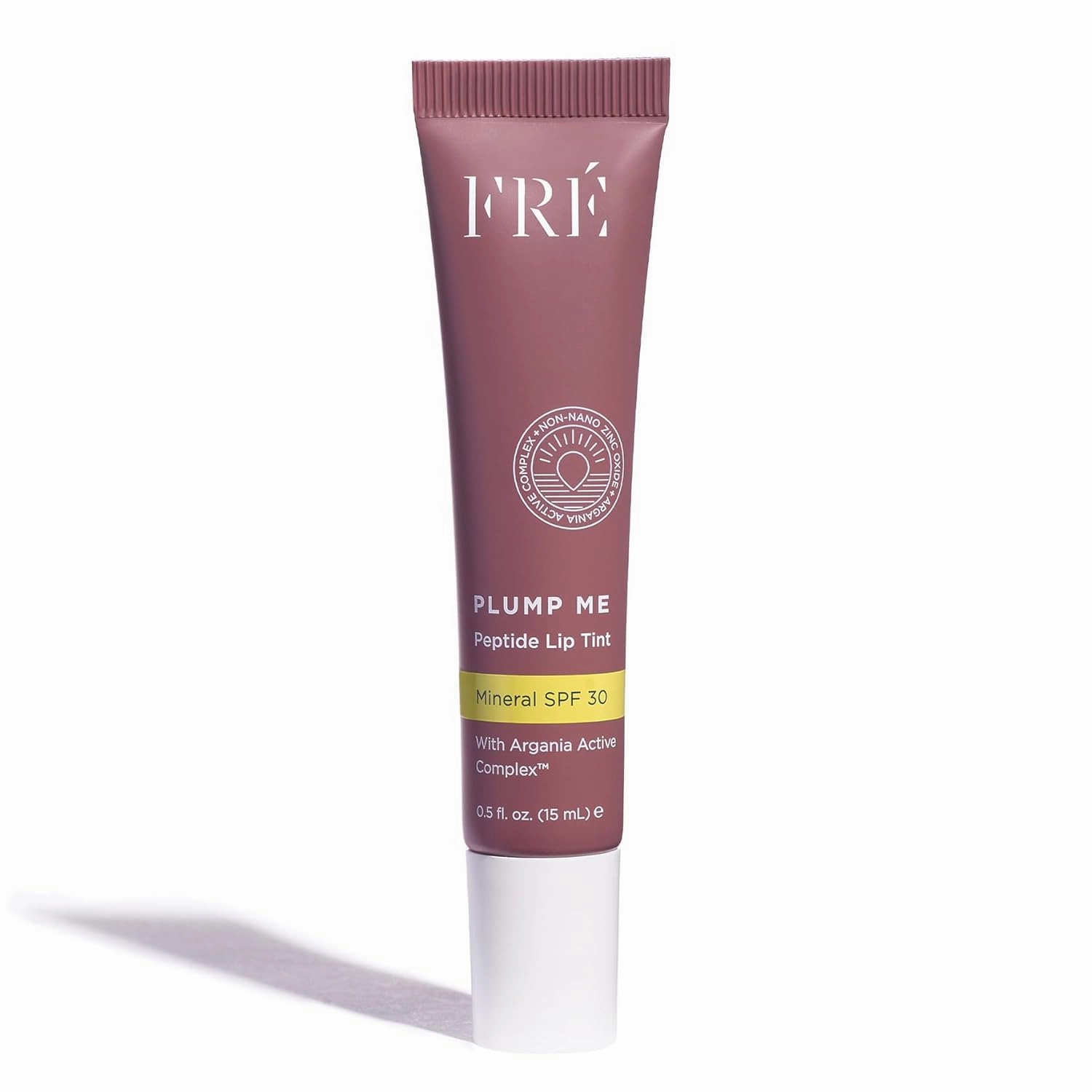 FRÉ PLUMP ME Peptide Lip Tint SPF 30 Cassis, Tinted Lip Balm with Argania Active Complex™, Shea Butter & 100% Mineral Non-Nano Zinc Oxide for UV Protection, Hydrating Mineral Lip Sunscreen, 0.5 fl.oz