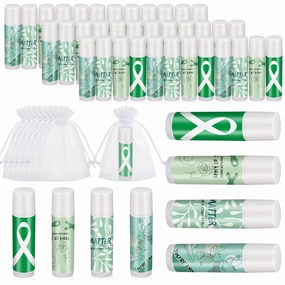 Fumete 50 Pcs Suicide Prevention Mental Health Awareness Lip Balm Bulks Green Purple Teal Ribbon Lip Balm Gift for Suicide Prevention Awareness Inspirational Favor(Mental Health)