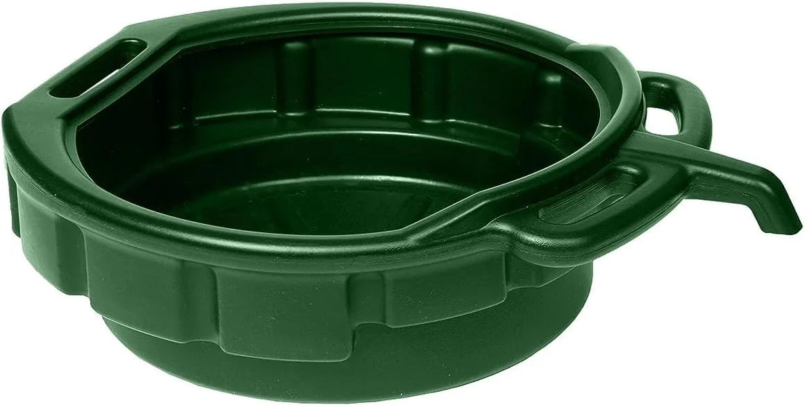 Funnel King 4-Gallon Oil, Coolant and Anti-Freeze Change Drain Pan, Car Container, Ideal For Automotive / Motorcycle, Drain Safely, 5 1/2" High by 17-3/4" Wide, Green - Made in USA