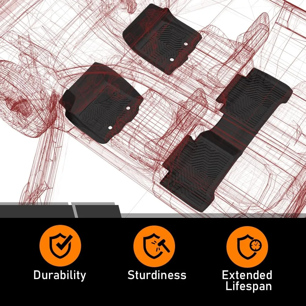 G-PLUS Floor Mats 3PCS Compatible with Chrysler Pacifica 2017-2025 (No Hybrid Models),Fit 7 and 8 Passenger Model All Weather Protection TPE Floor Liners Black