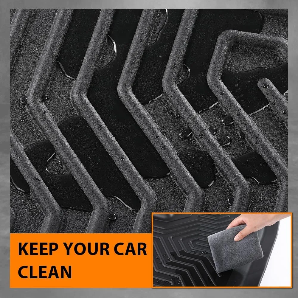 G-PLUS Floor Mats 3PCS Compatible with Chrysler Pacifica 2017-2025 (No Hybrid Models),Fit 7 and 8 Passenger Model All Weather Protection TPE Floor Liners Black