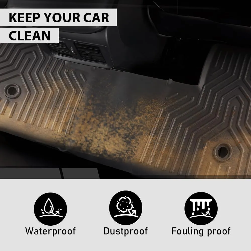 G-PLUS Floor Mats Compatible with Honda Pilot 2023-2025 All Weather Full Cover Protection 1st & 2nd & 3rd Row Liner TPE Car Floor Cargo Liners Black