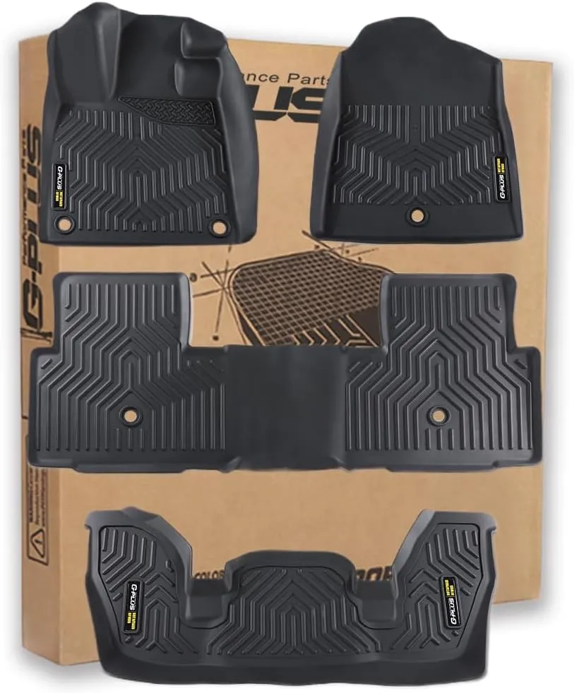 G-PLUS Floor Mats Compatible with Honda Pilot 2023-2025 All Weather Full Cover Protection 1st & 2nd & 3rd Row Liner TPE Car Floor Cargo Liners Black