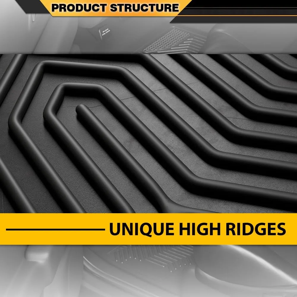 G-PLUS Floor Mats, Fit for 2017-2025 Chrysler Pacifica (No Hybrid Models), Fit 7& 8 Passenger Model Cargo Liners, Black All Weather Full Cover Protection TPE 1st & 2nd & 3rd Row Floor Liners