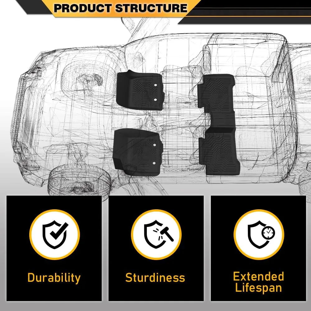 G-PLUS Floor Mats, Fit for 2017-2025 Chrysler Pacifica (No Hybrid Models), Fit 7& 8 Passenger Model Cargo Liners, Black All Weather Full Cover Protection TPE 1st & 2nd & 3rd Row Floor Liners
